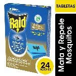 RAID TABLETAS MATA Y REPELE MOSQUITOS X24